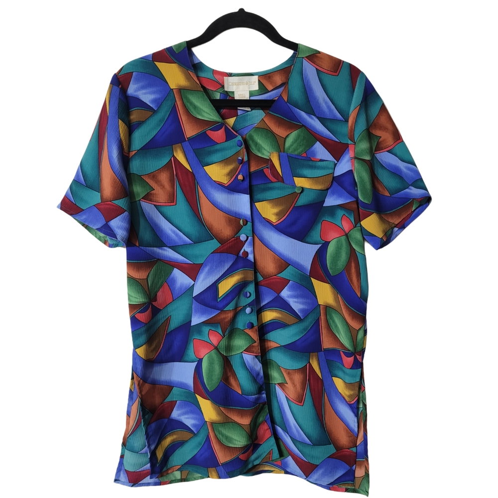 Christie & Jill Vintage Colorful Abstract Shirt Size Small